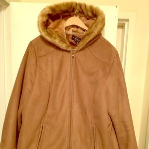 Camel colored faux suede winter coat
